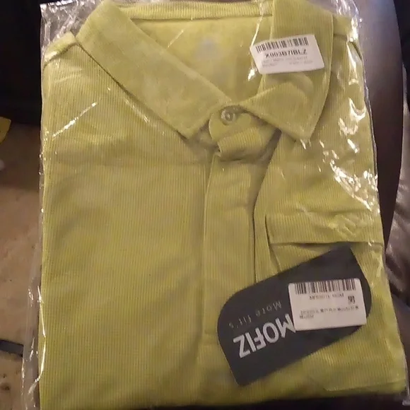 NWT - Mofiz Long Sleeve Green Polo Waffle Design Shirt - Size Medium - Picture 5 of 6